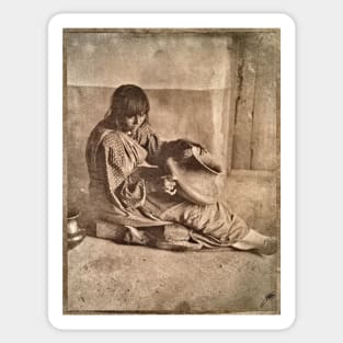 Native Potter Woman, Santa Clara, New Mexico 1905 Edward S Curtis Sticker